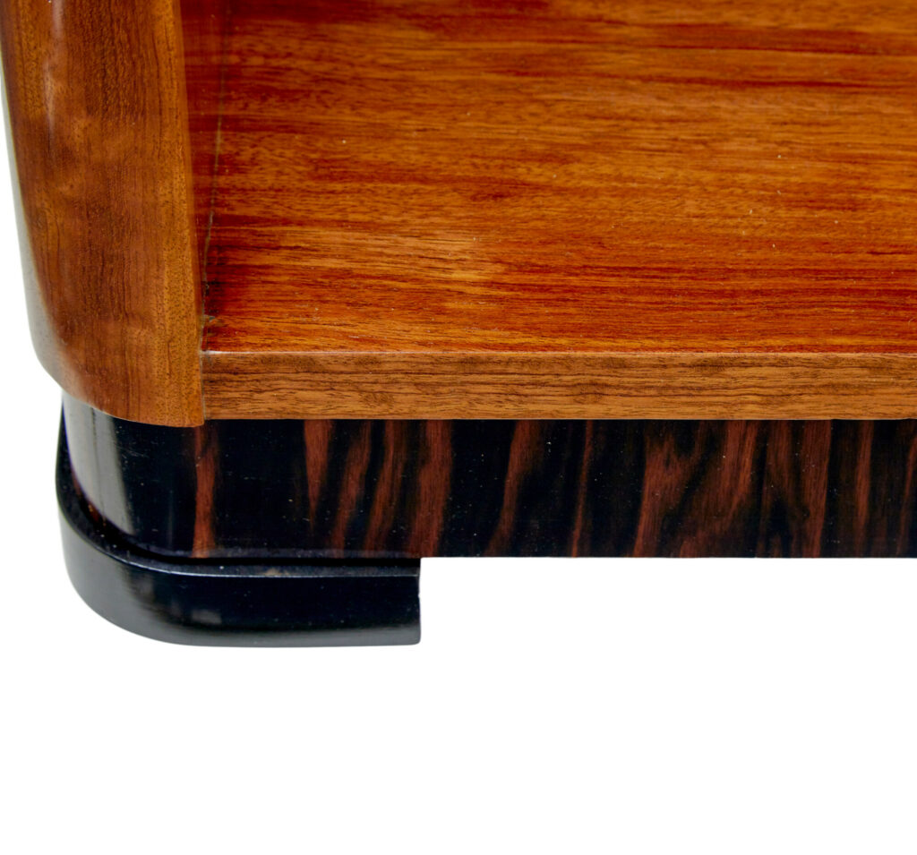 Mid Century Scandinavian Teak and Zebrawood Low Open Bookcase — image 3