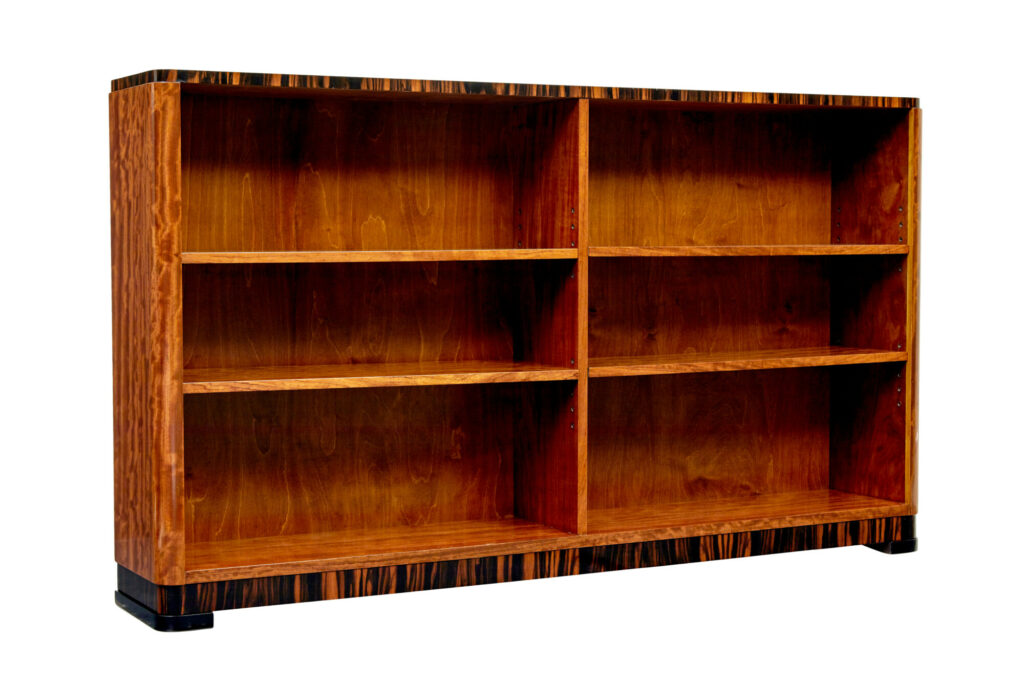 Mid Century Scandinavian Teak and Zebrawood Low Open Bookcase