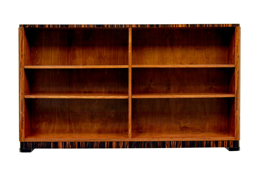 Mid Century Scandinavian Teak and Zebrawood Low Open Bookcase — image 2