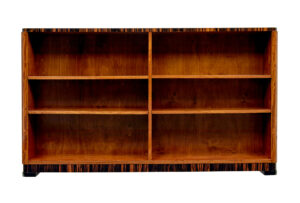 Mid Century Scandinavian Teak and Zebrawood Low Open Bookcase — thumbnail 2