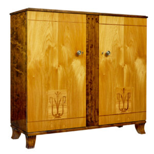 SCANDINAVIAN ART DECO ELM AND BIRCH INLAID CABINET