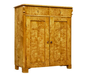 19TH CENTURY SWEDISH TIGER BIRCH CUPBOARD