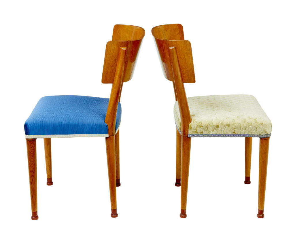 Rare Set of Swedish Art Deco Elm Klismos Dining Chairs — image 9