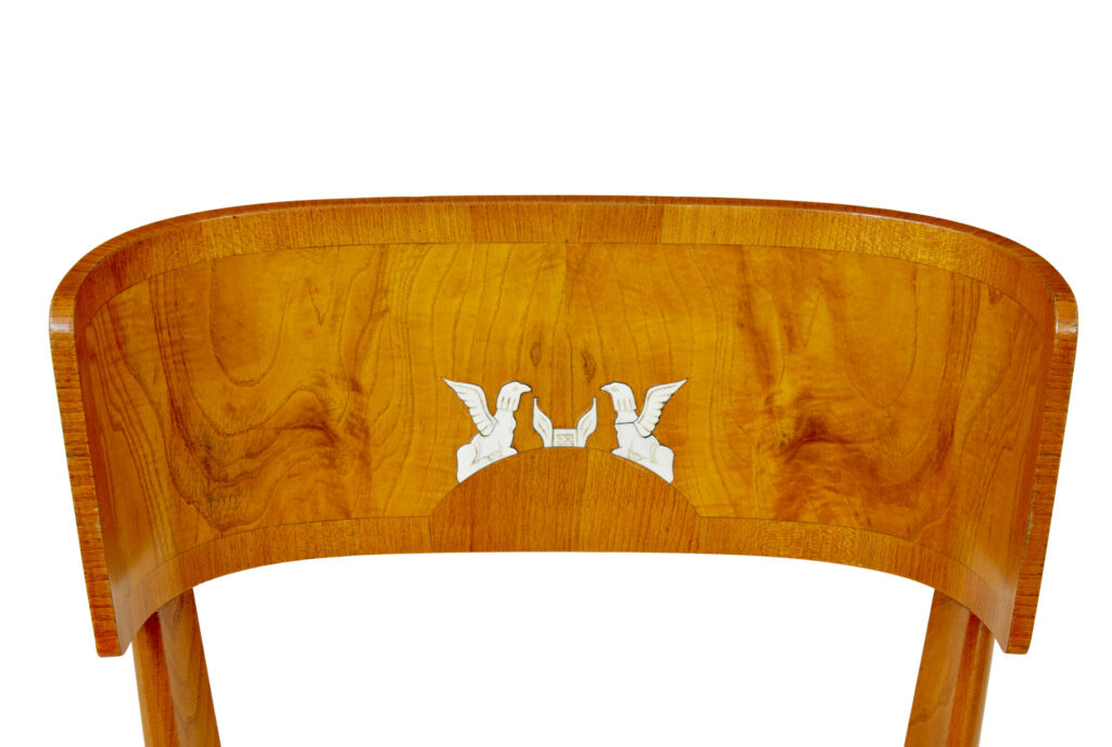 Rare Set of Swedish Art Deco Elm Klismos Dining Chairs — image 6