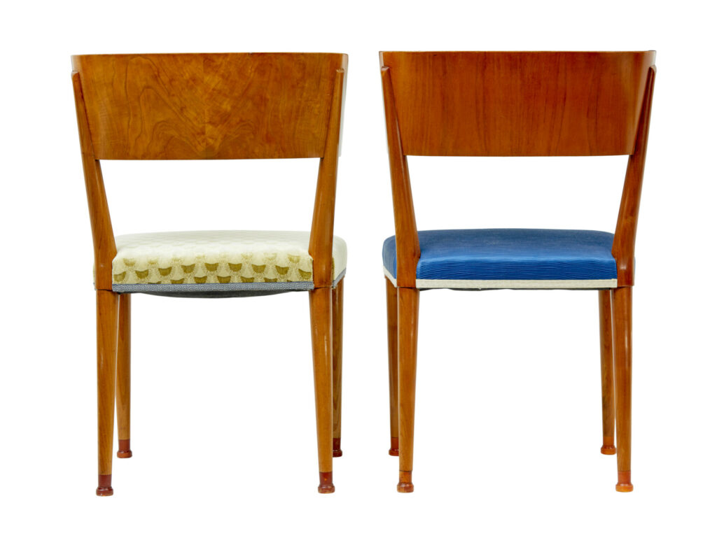 Rare Set of Swedish Art Deco Elm Klismos Dining Chairs — image 2