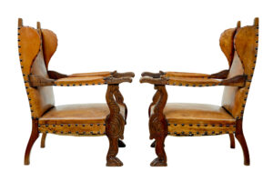 Pair of 19th Century Oak and Embossed Leather Armchairs — thumbnail 9