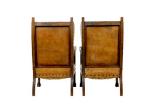 Pair of 19th Century Oak and Embossed Leather Armchairs — thumbnail 8