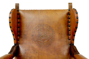 Pair of 19th Century Oak and Embossed Leather Armchairs — thumbnail 7