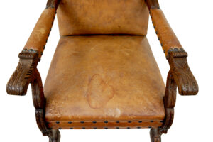 Pair of 19th Century Oak and Embossed Leather Armchairs — thumbnail 4