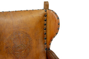 Pair of 19th Century Oak and Embossed Leather Armchairs — thumbnail 3