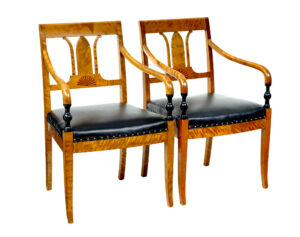 PAIR OF PERIOD ART DECO SCANDINAVIAN BIRCH ARMCHAIRS