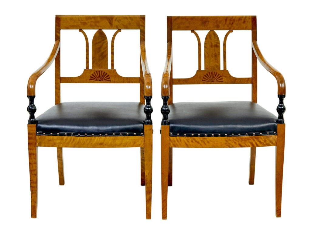 Pair of Period Art Deco Scandinavian Birch Armchairs — image 8