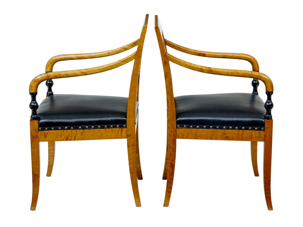 Pair of Period Art Deco Scandinavian Birch Armchairs — image 7