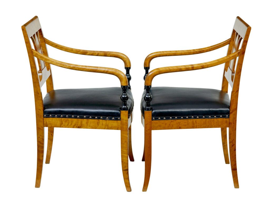 Pair of Period Art Deco Scandinavian Birch Armchairs — image 6
