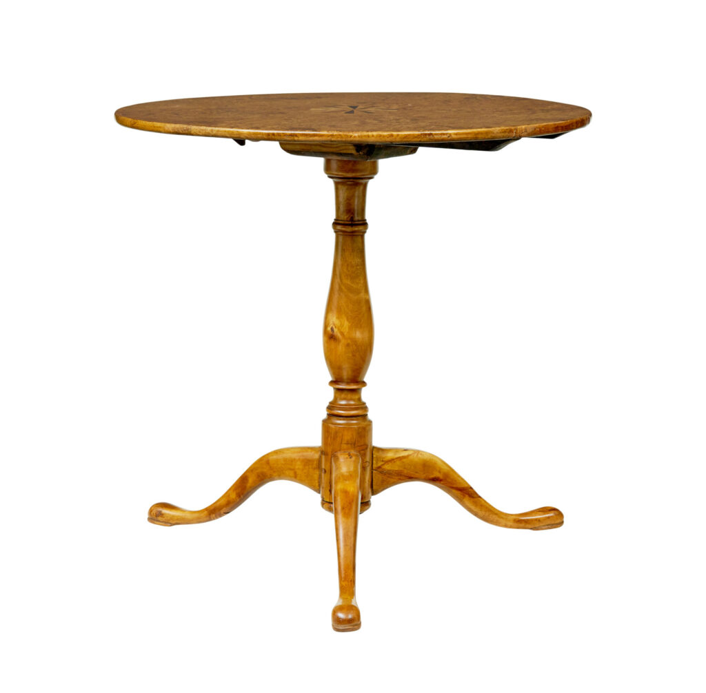 Swedish Mid 19th Century Inlaid Burr Birch Occasional Table — image 3