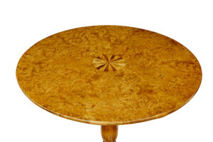 Swedish Mid 19th Century Inlaid Burr Birch Occasional Table — thumbnail 8