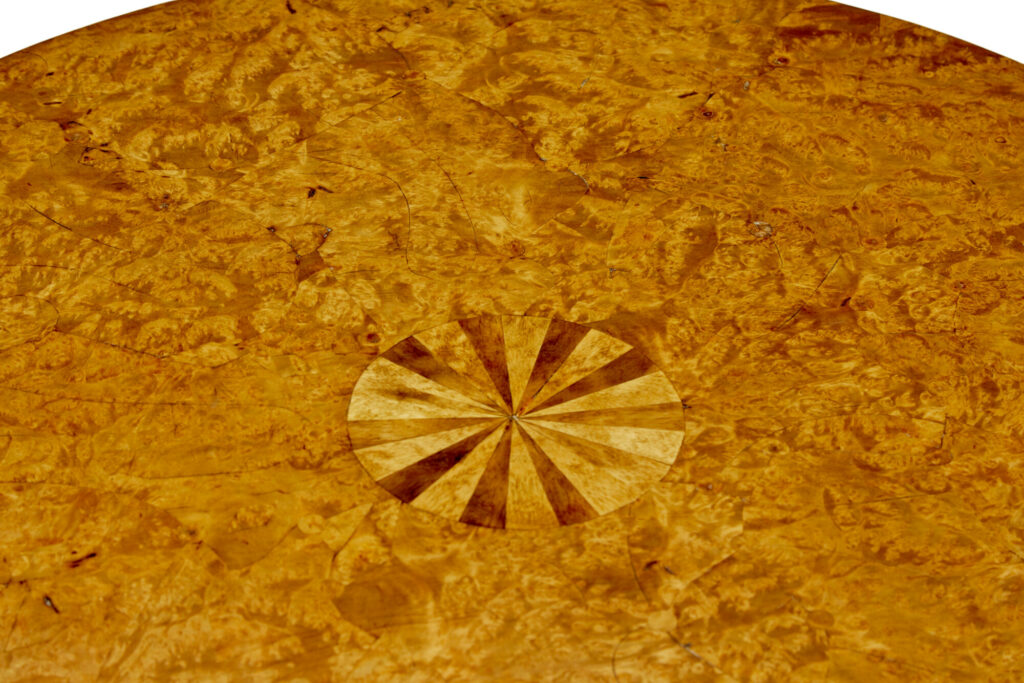 Swedish Mid 19th Century Inlaid Burr Birch Occasional Table — image 7