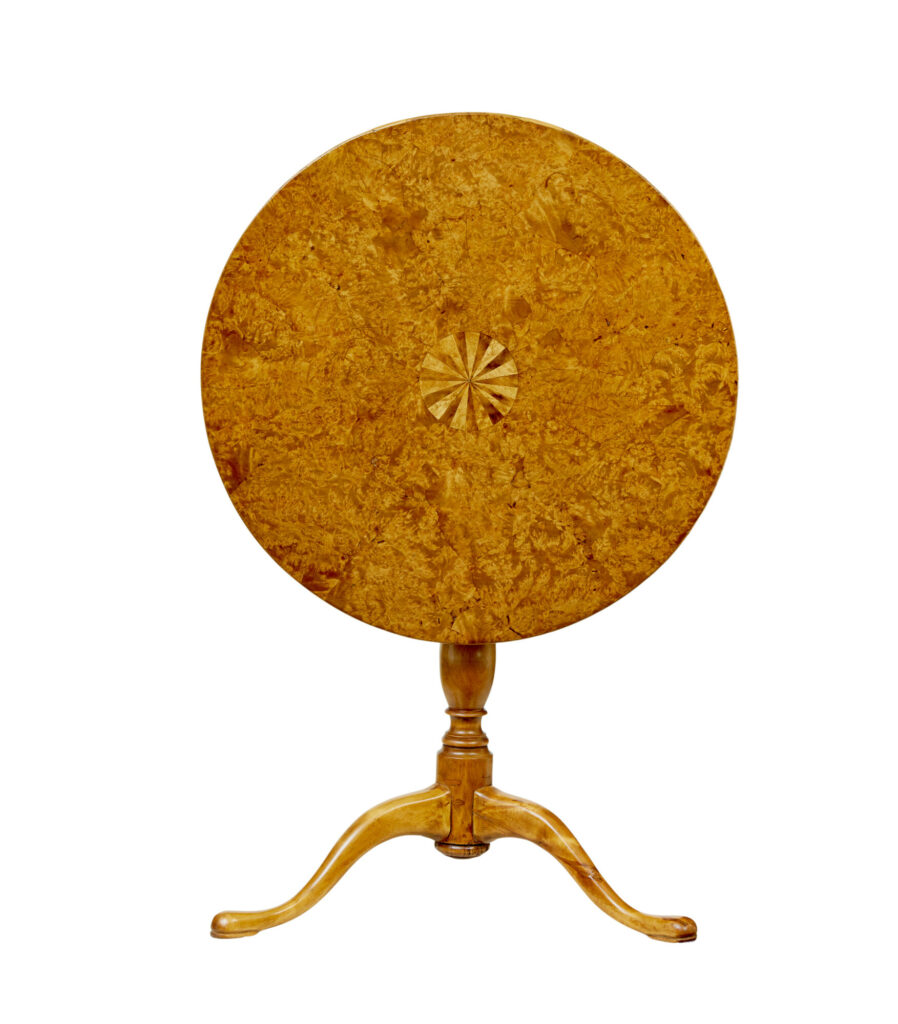 Swedish Mid 19th Century Inlaid Burr Birch Occasional Table — image 4