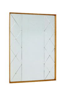 Large Mid Century Swedish Oak Framed Harlequin Wall Mirror — thumbnail 3