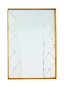 Large Mid Century Swedish Oak Framed Harlequin Wall Mirror — thumbnail 1