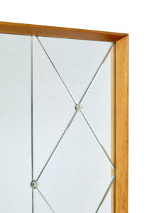 Large Mid Century Swedish Oak Framed Harlequin Wall Mirror — thumbnail 5