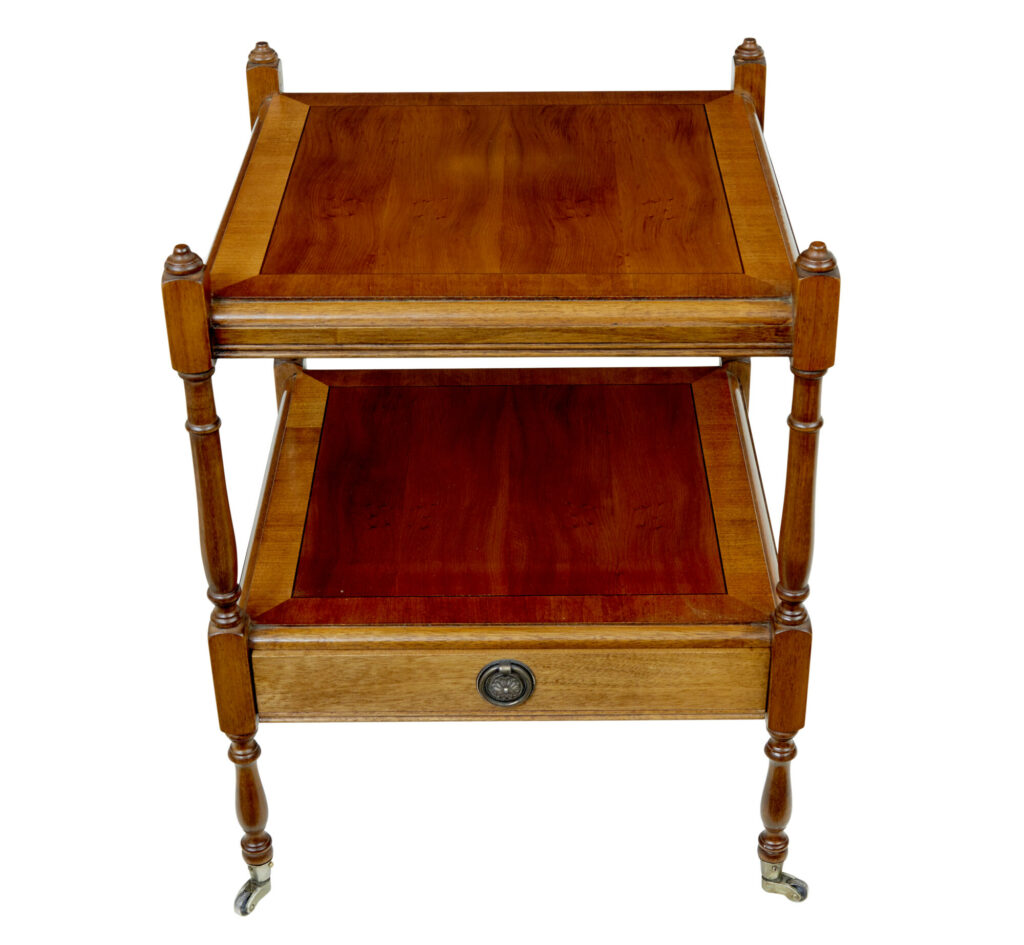 Pair of Mid Century Yew Wood Side Tables — image 5
