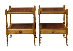 Pair of Mid Century Yew Wood Side Tables — thumbnail 1