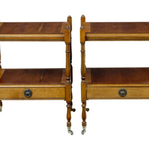 PAIR OF MID CENTURY YEW WOOD SIDE TABLES