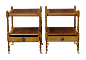 Pair of Mid Century Yew Wood Side Tables — thumbnail 4