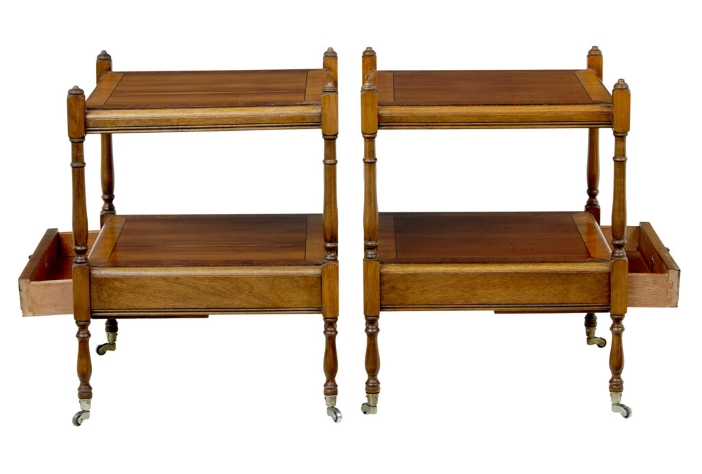 Pair of Mid Century Yew Wood Side Tables — image 3