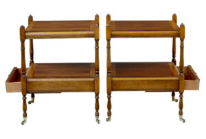 Pair of Mid Century Yew Wood Side Tables — thumbnail 3