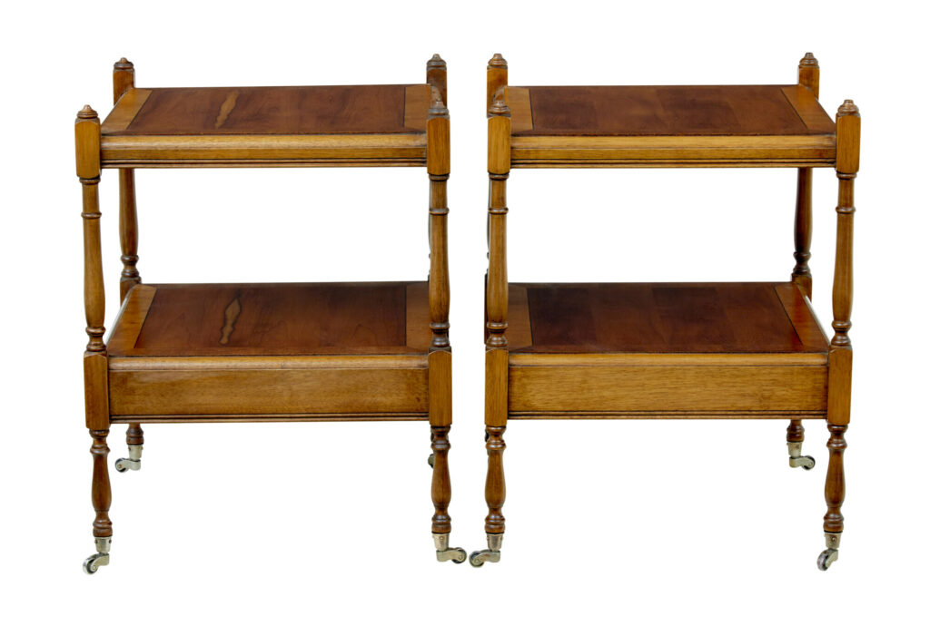 Pair of Mid Century Yew Wood Side Tables — image 2