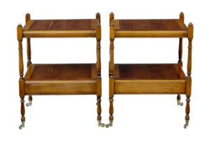 Pair of Mid Century Yew Wood Side Tables — thumbnail 2