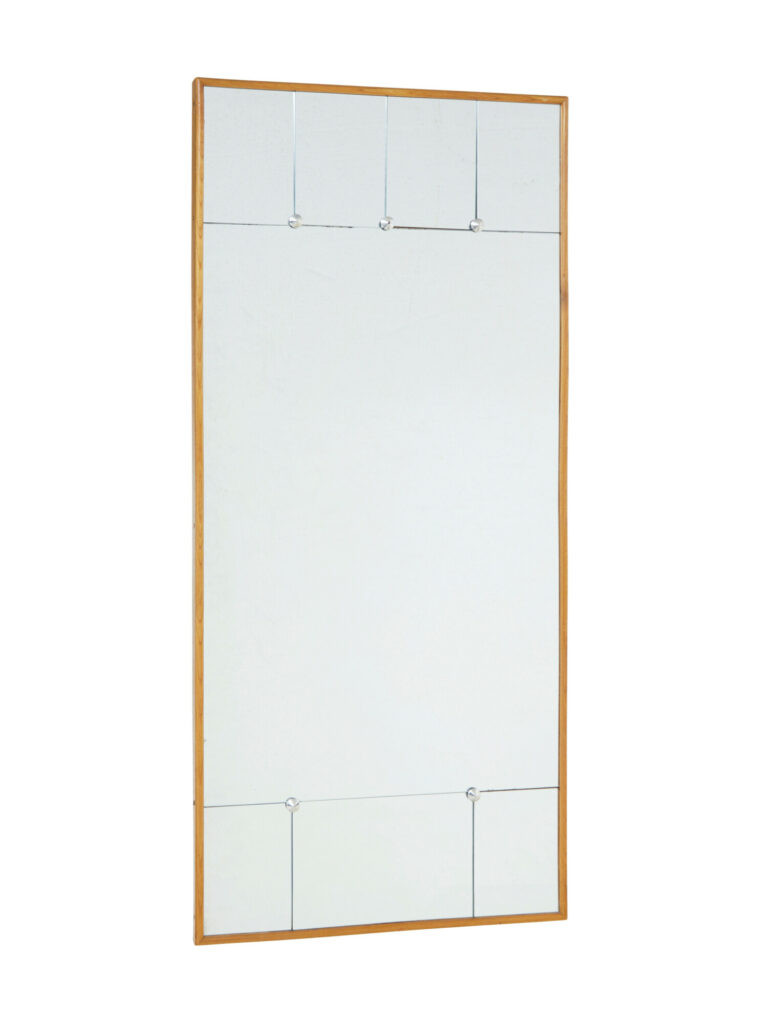 Mid Century Scandinavian Portrait Beech Framed Mirror — image 5