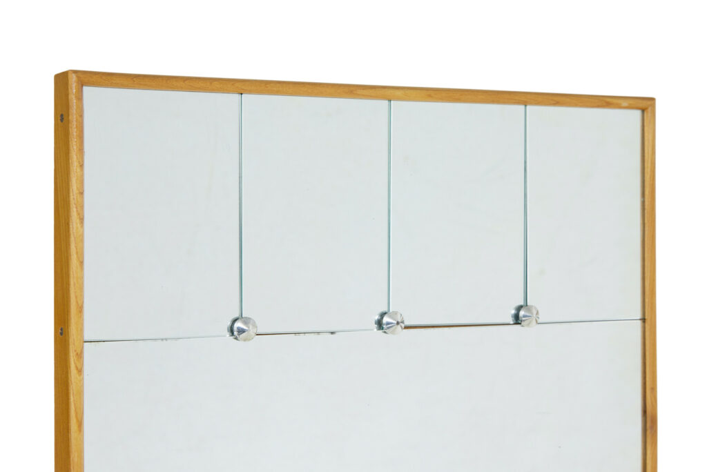 Mid Century Scandinavian Portrait Beech Framed Mirror — image 4