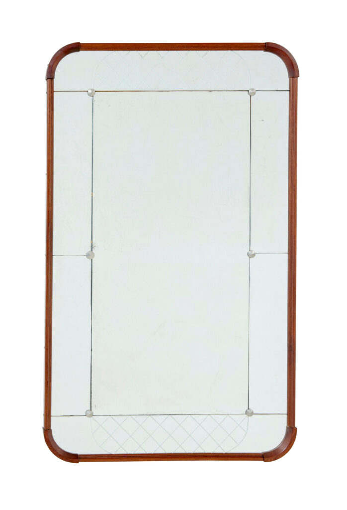 Swedish Mid Century Shaped and Etched Mirror by Glas & Tra