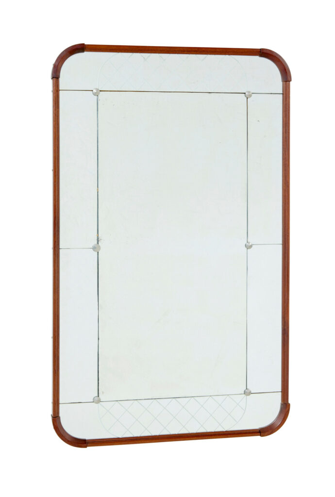 Swedish Mid Century Shaped and Etched Mirror by Glas & Tra — image 2