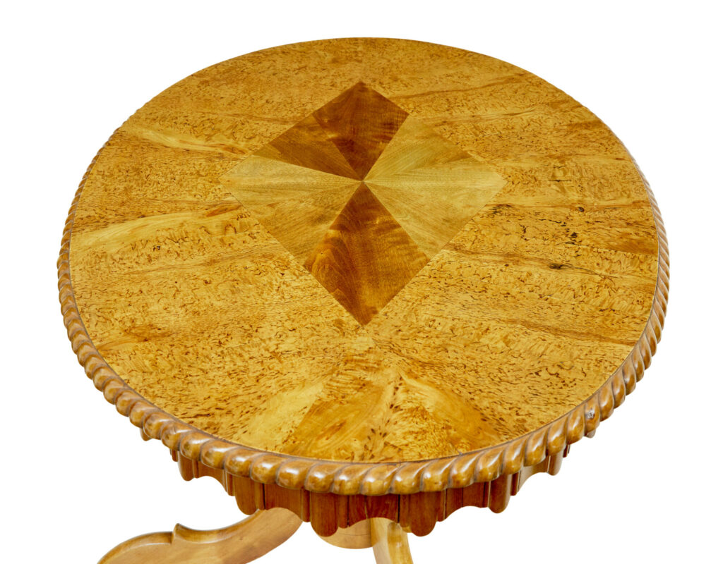 19th Century Swedish Oval Burr Birch Occasional Table — image 9