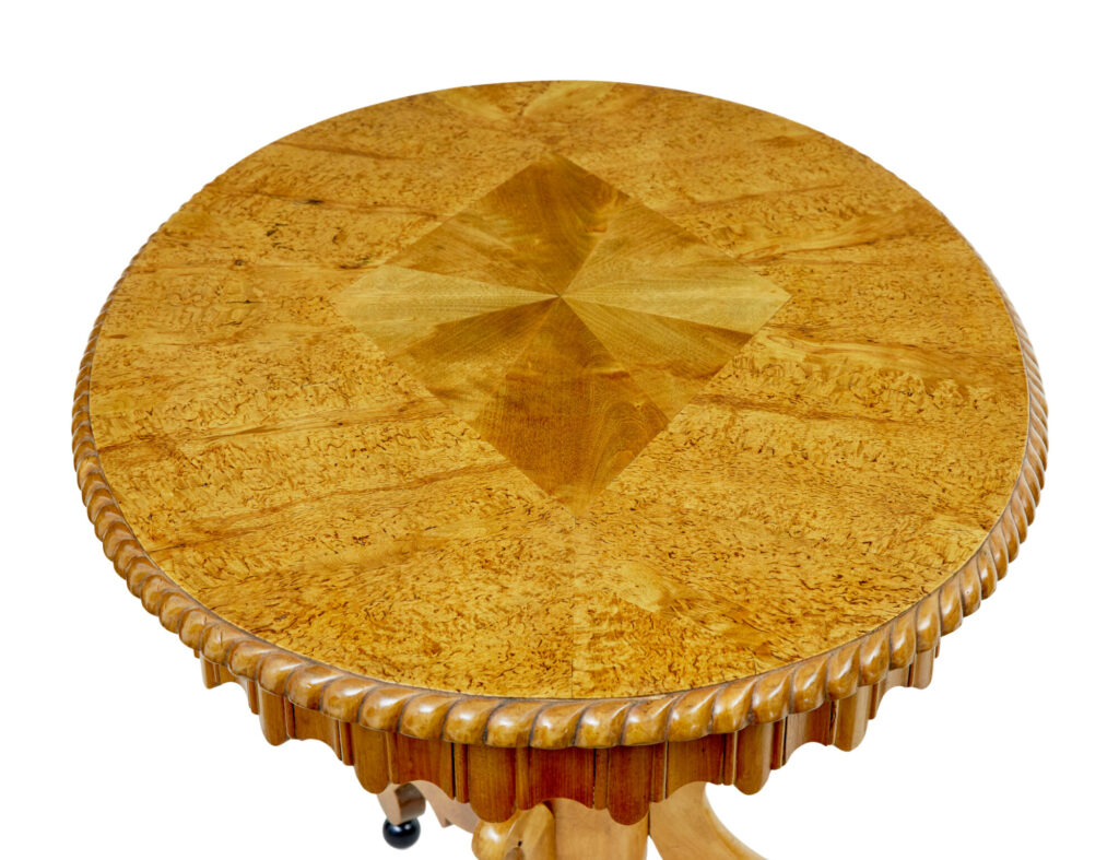 19th Century Swedish Oval Burr Birch Occasional Table — image 8