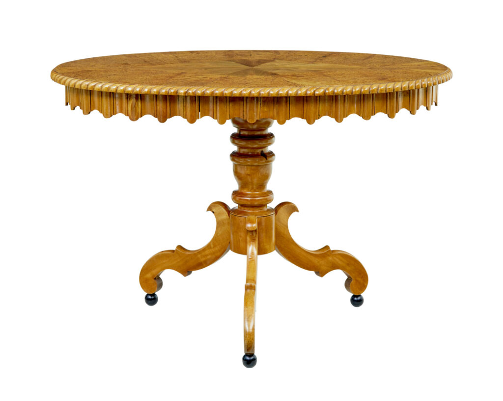 19th Century Swedish Oval Burr Birch Occasional Table