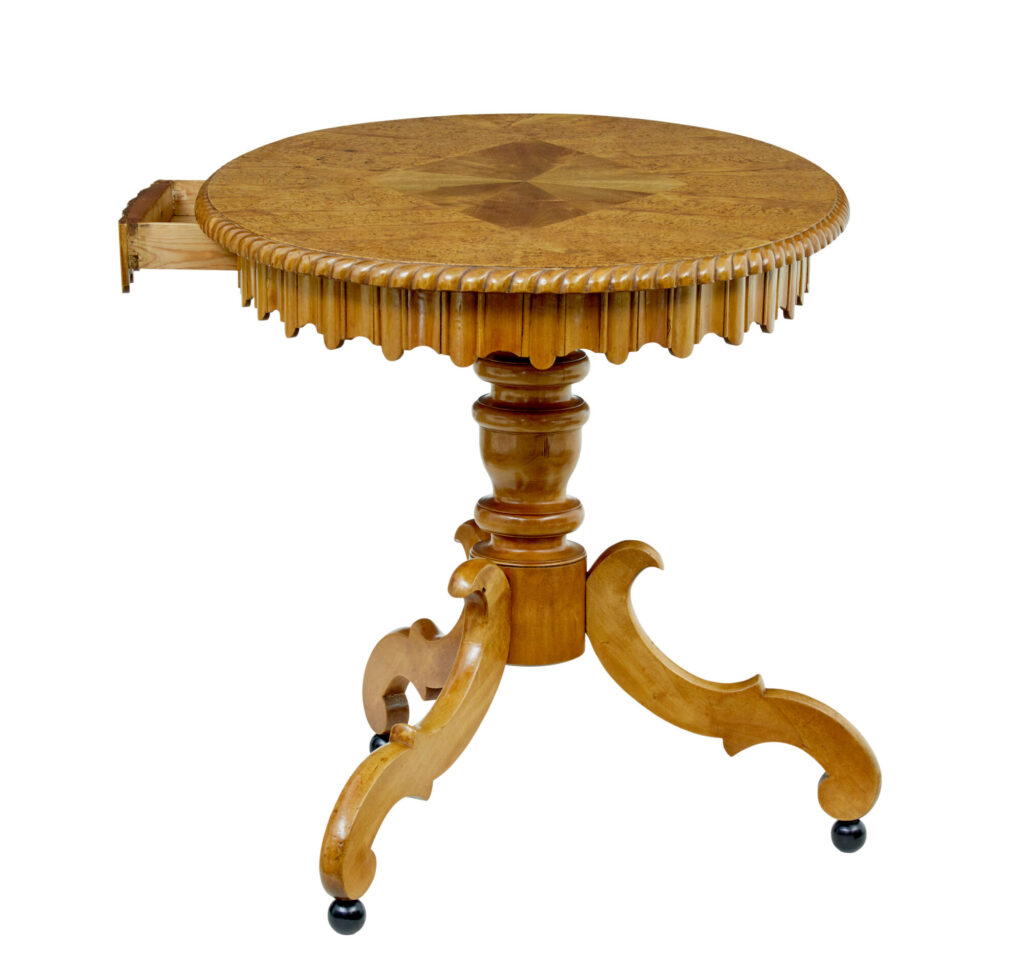 19th Century Swedish Oval Burr Birch Occasional Table — image 2