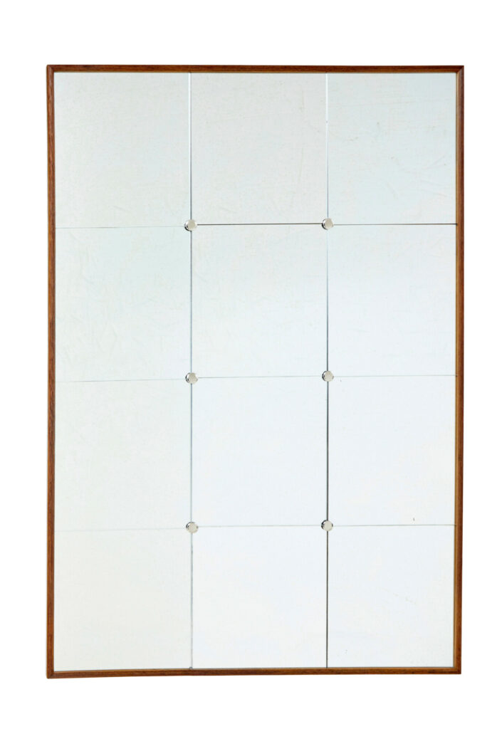 Oak Framed Mid Century Scandinavian Segmented Wall Mirror
