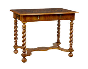 19th Century Hand Carved Walnut Marquetry Table — thumbnail 1