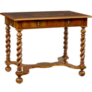 19TH CENTURY HAND CARVED WALNUT MARQUETRY TABLE