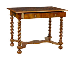 19th Century Hand Carved Walnut Marquetry Table — thumbnail 12