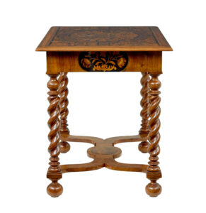 19th Century Hand Carved Walnut Marquetry Table — thumbnail 10