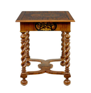 19th Century Hand Carved Walnut Marquetry Table — thumbnail 9