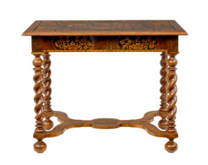 19th Century Hand Carved Walnut Marquetry Table — thumbnail 8