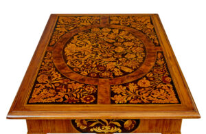 19th Century Hand Carved Walnut Marquetry Table — thumbnail 5