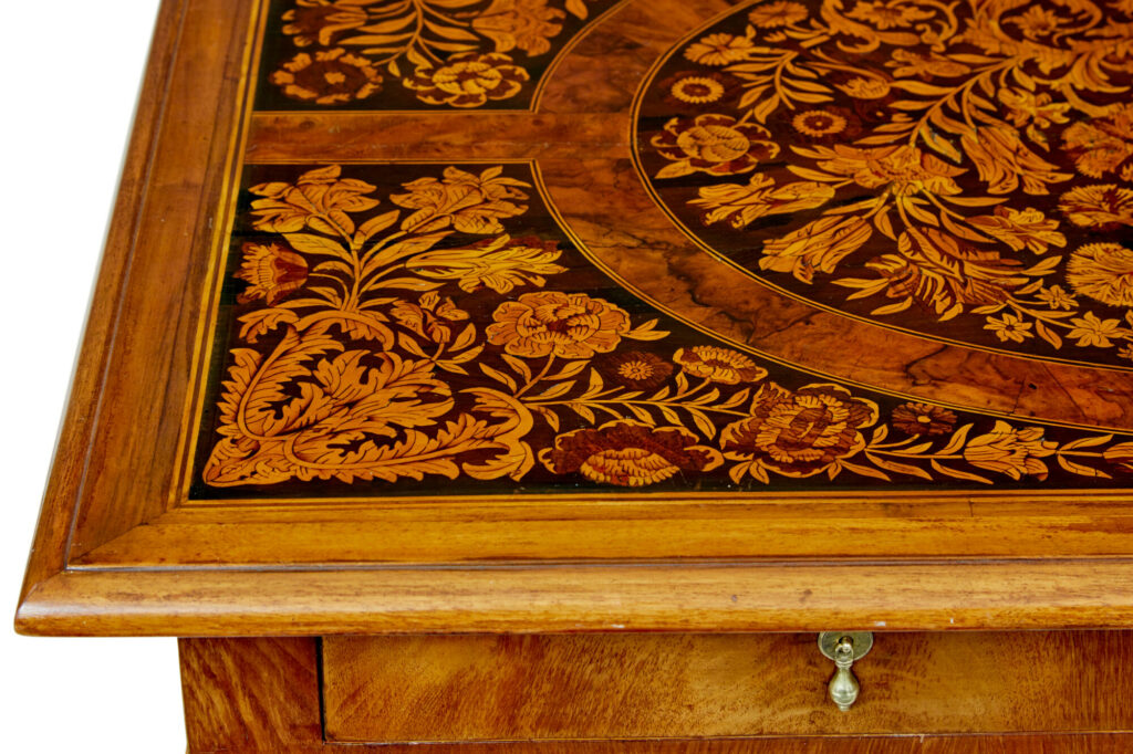 19th Century Hand Carved Walnut Marquetry Table — image 4